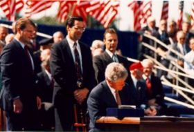 President Clinton signing the NAFTA agreement President Clinton signing the NAFTA agreement